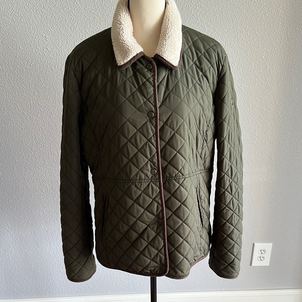 Lauren by Ralph Lauren Women's Quilted Olive Jacket - Size XL